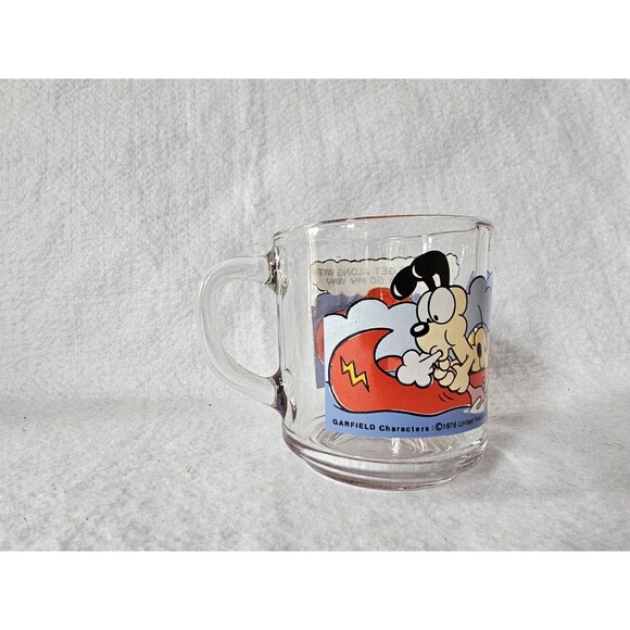 Vintage 1978 Garfield Glass Mug McDonalds Canoe Garfield and Oddie Jim Davis - Picture 3 of 7